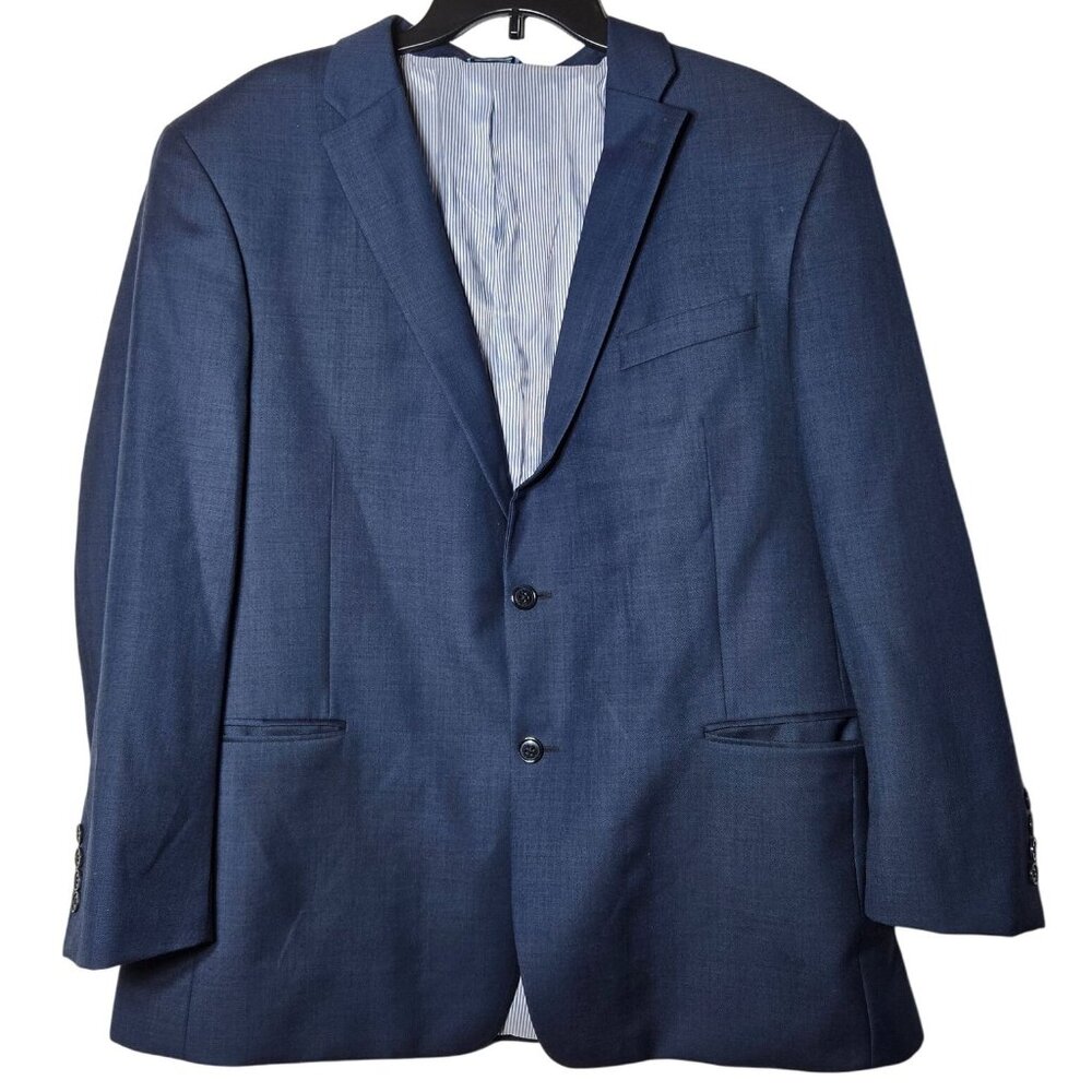 Tommy Hilfiger Mens‎ Blue 100% Worsted Wool Sports Coat Jacket Size 46R Formal